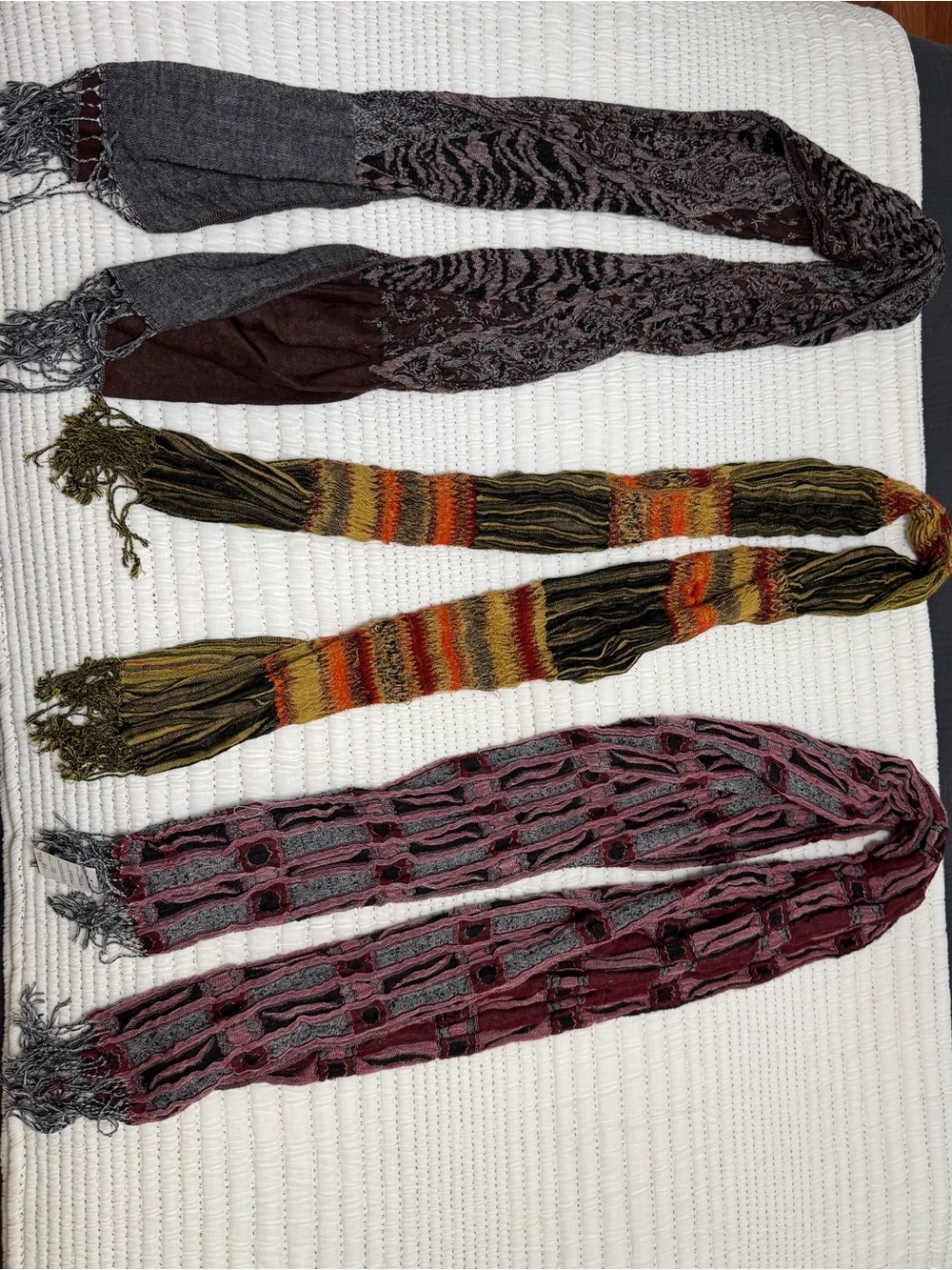 Set of 3 Assorted Fall & Winter Fringe Scarves
